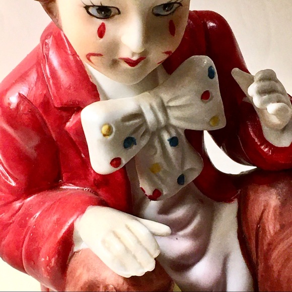 VINTAGE BISQUE SITTING CLOWN PORCELAIN FIGURINE❤️ - Picture 5 of 13